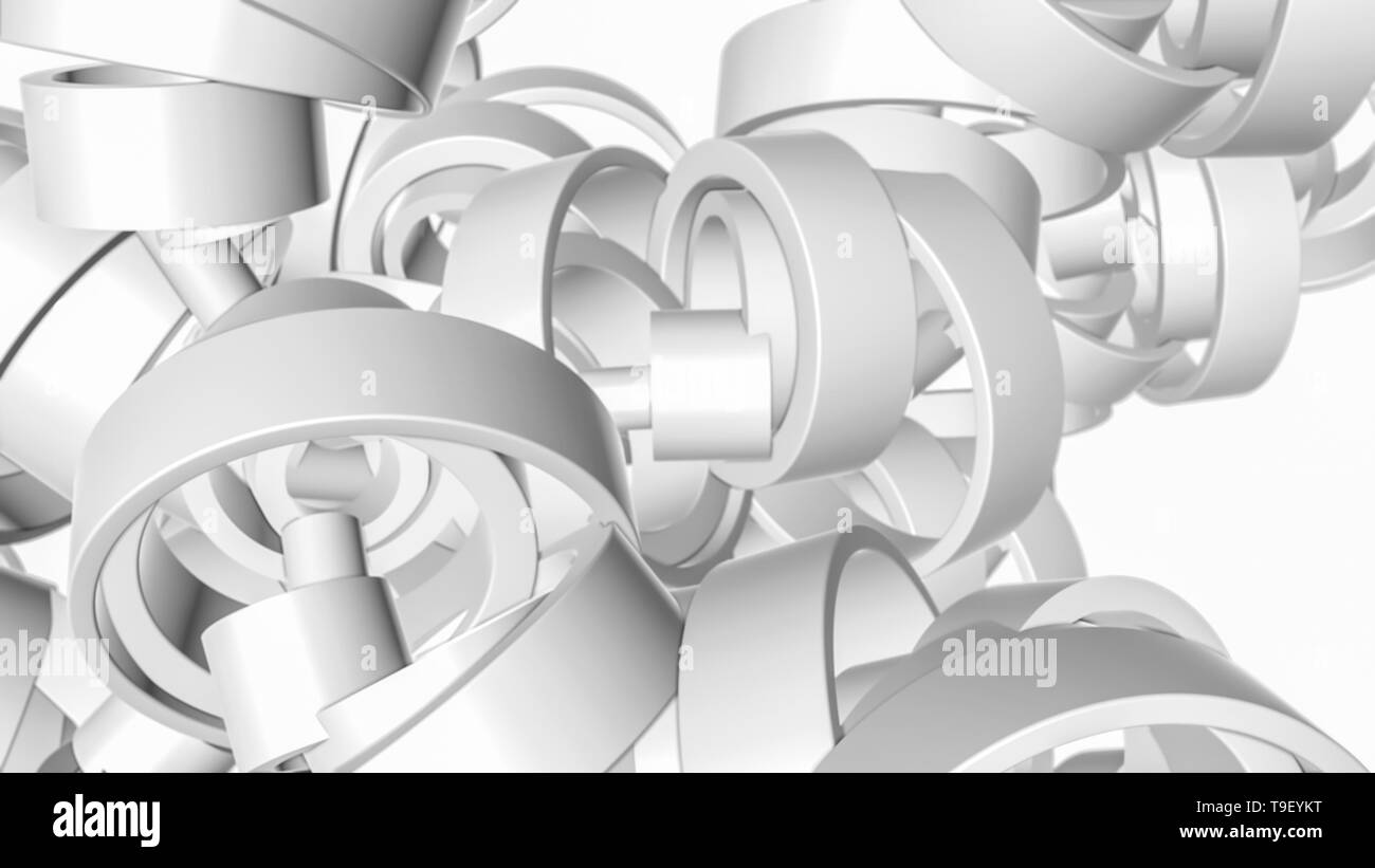 Three Dimensional Rings Geometry Abstract coloured reflections Black and White Stock Photos & Images - Alamy
