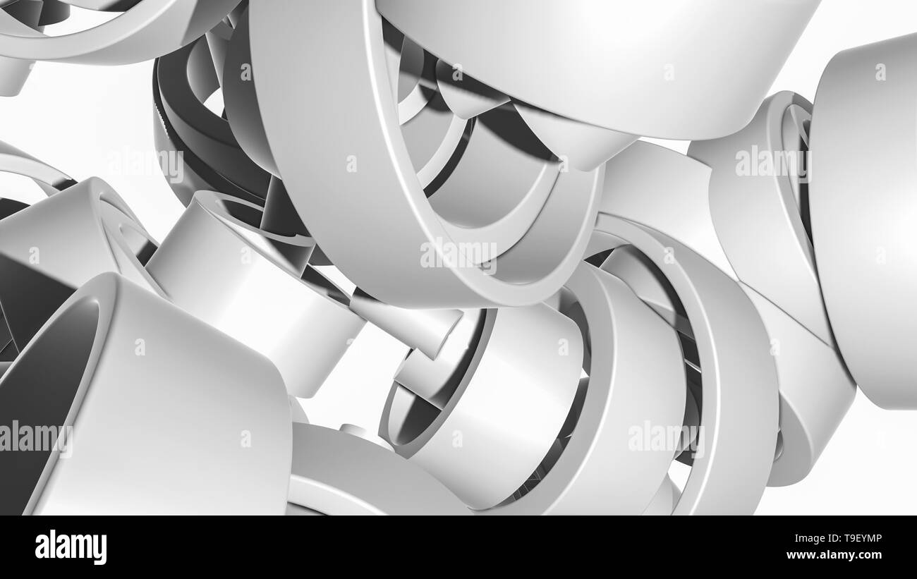 Three Dimensional Rings Geometry Three coloured background Black and White Stock Photos & Images - Alamy