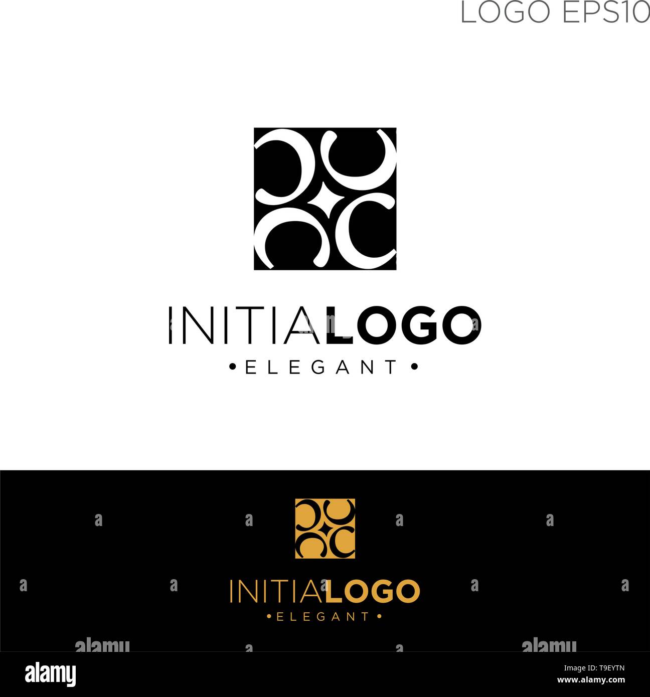 monogram initial c, cc, c logo template black color vector illustration - vector Stock Vector