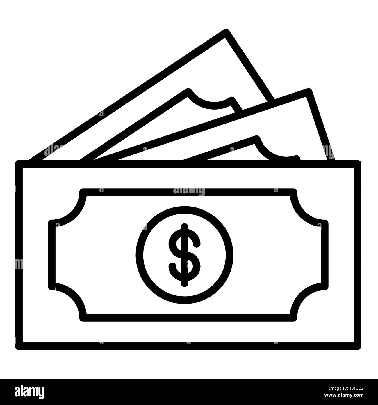 Bank Note Icon, Vector Illustration, Business Outline Stock Photo