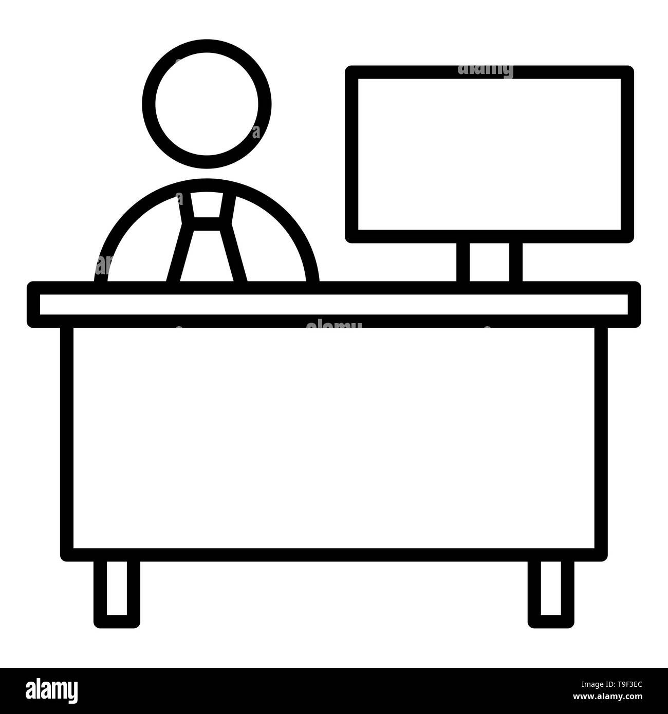 Secretary Icon, Vector Illustration, Business Outline Stock Photo