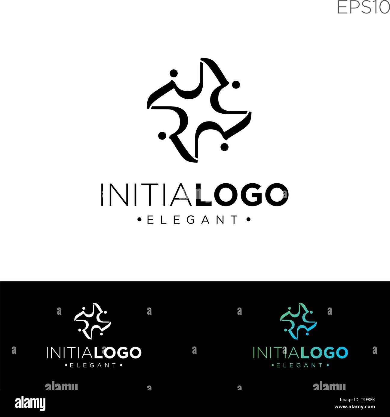 monogram initial r, rr, r logo template black color vector illustration - vector Stock Vector