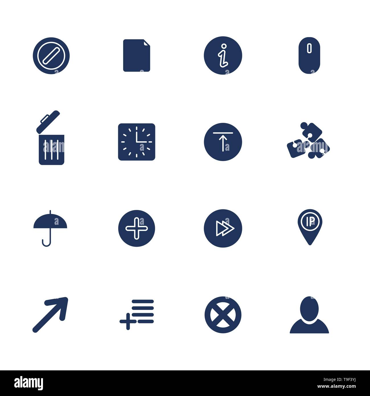 Set of 16 quality icons for Web and Mobile. Stock Vector