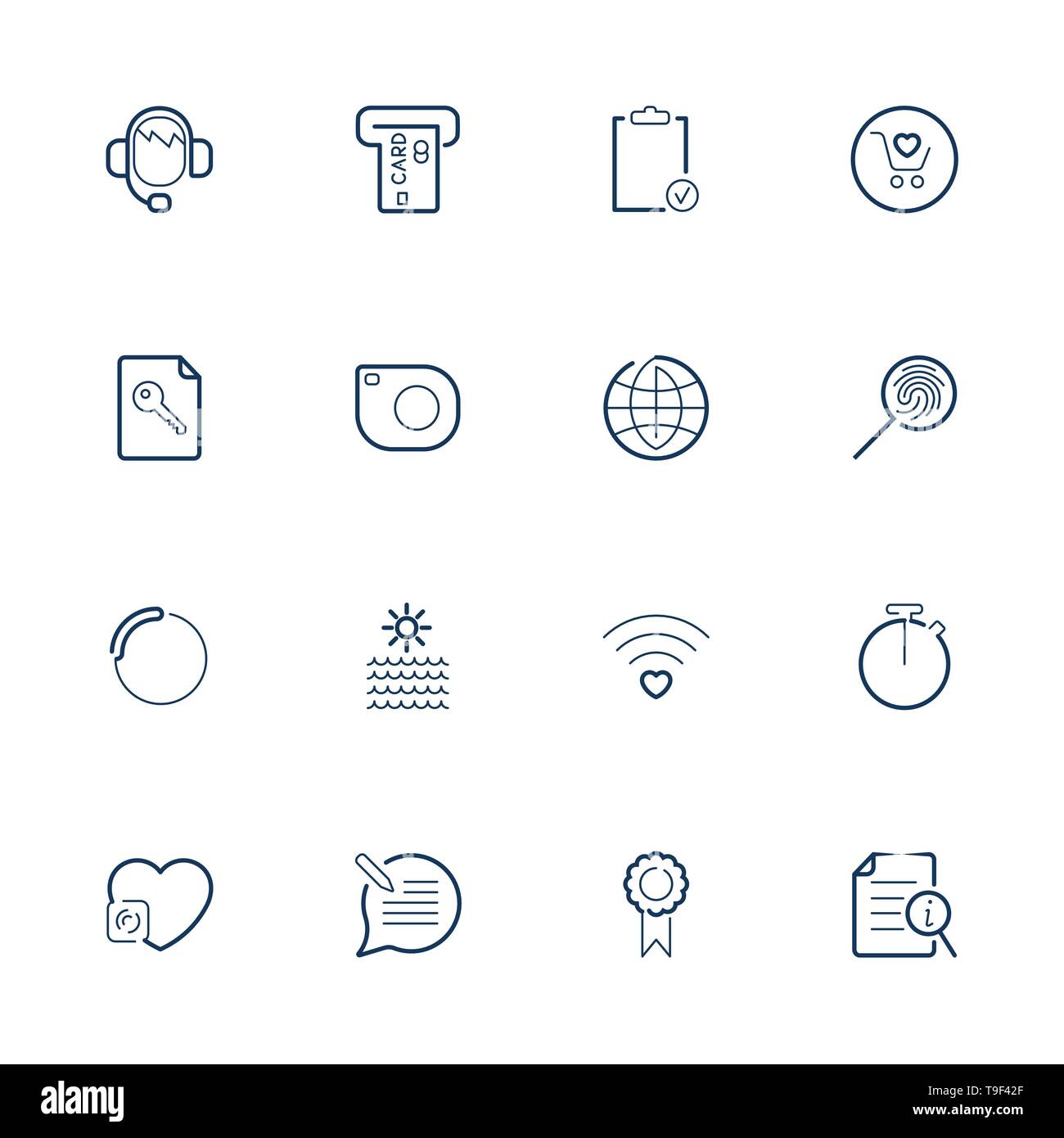 Simple different web icons. Set icons for app, programs, sites  Stock Vector