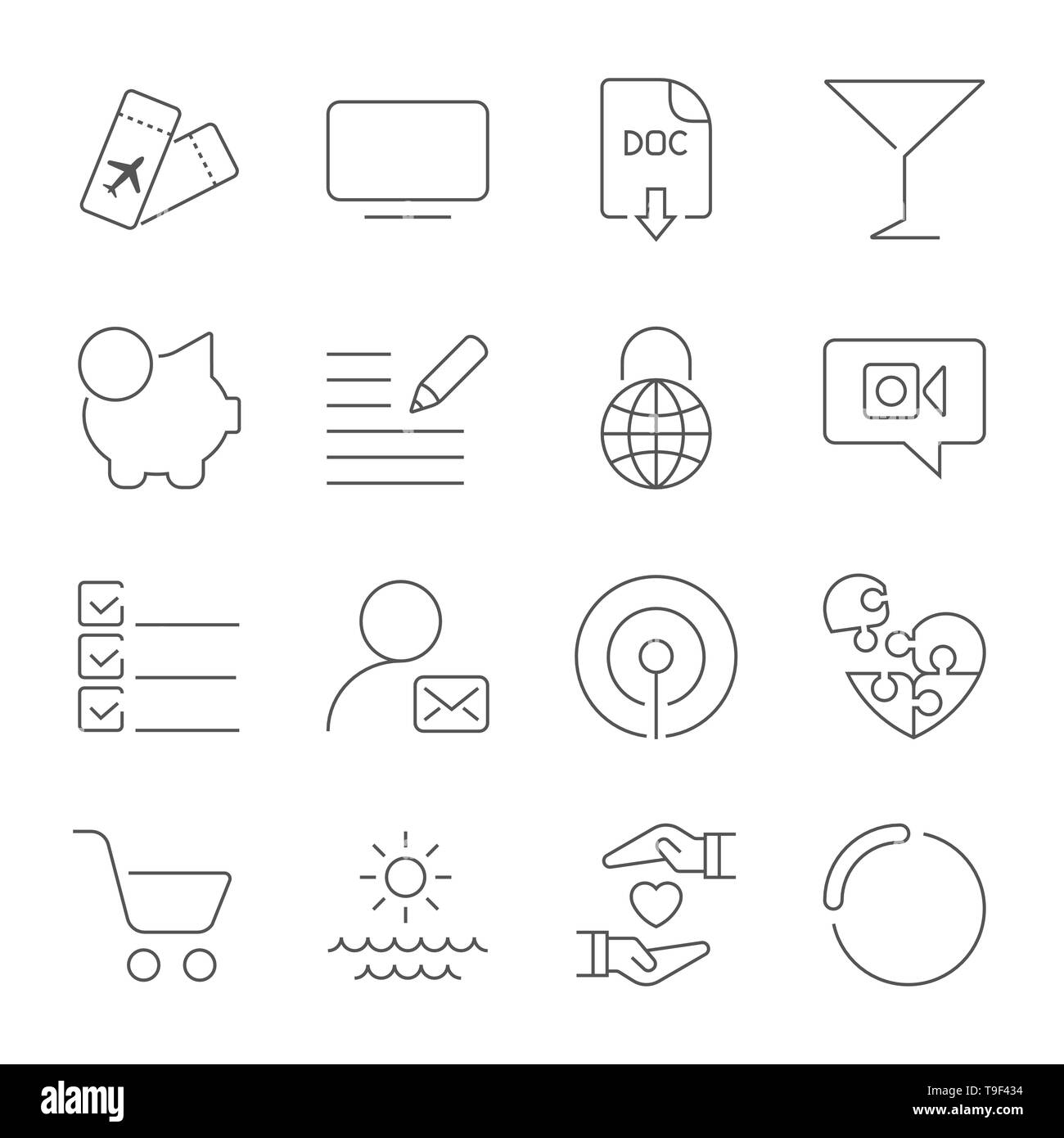 Simple different icons set. Universal icons to use for web and mobile. UI set of basic Stock Vector