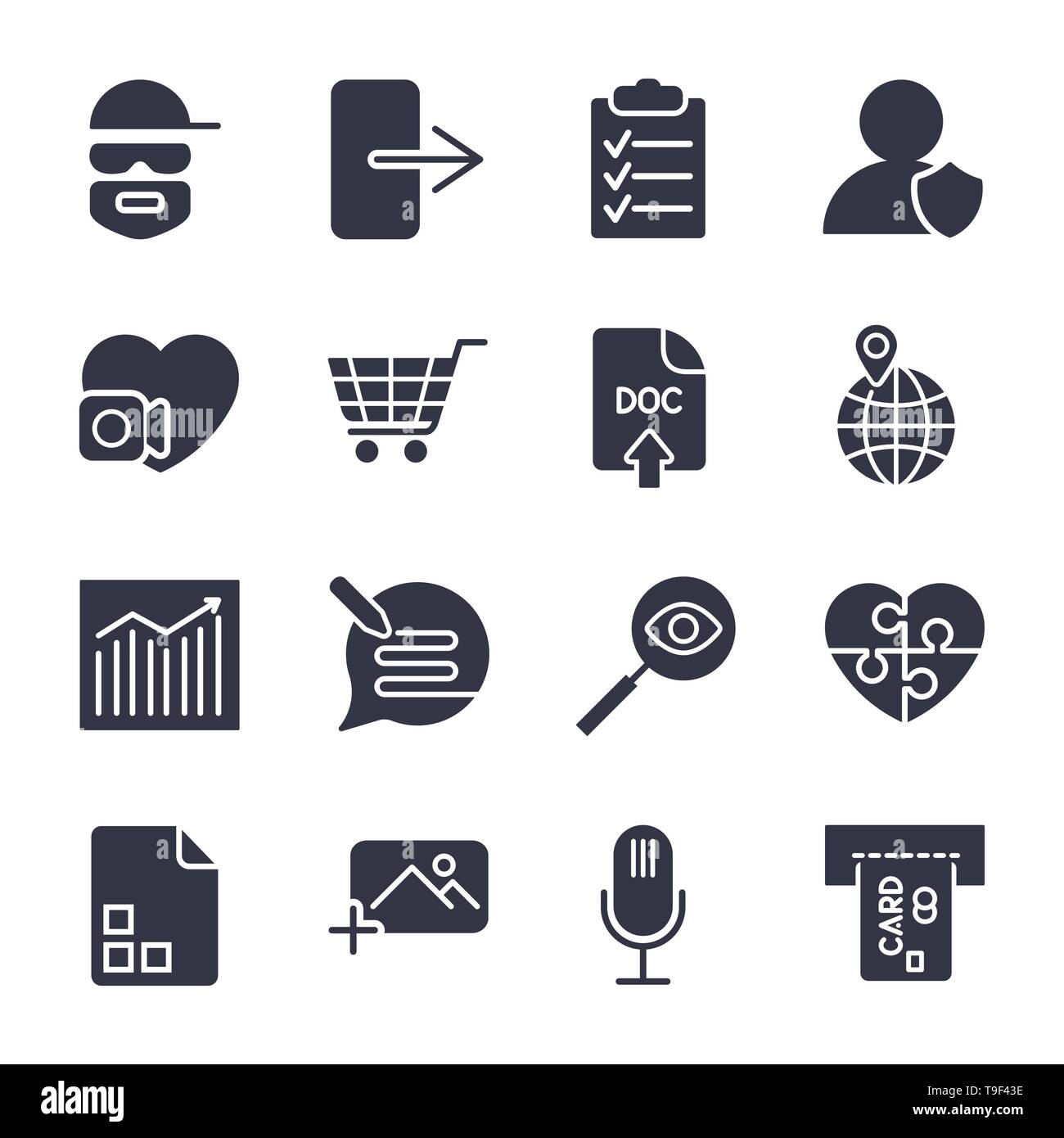 Different vector icons. Simple icons for apps, programs and site Stock Vector