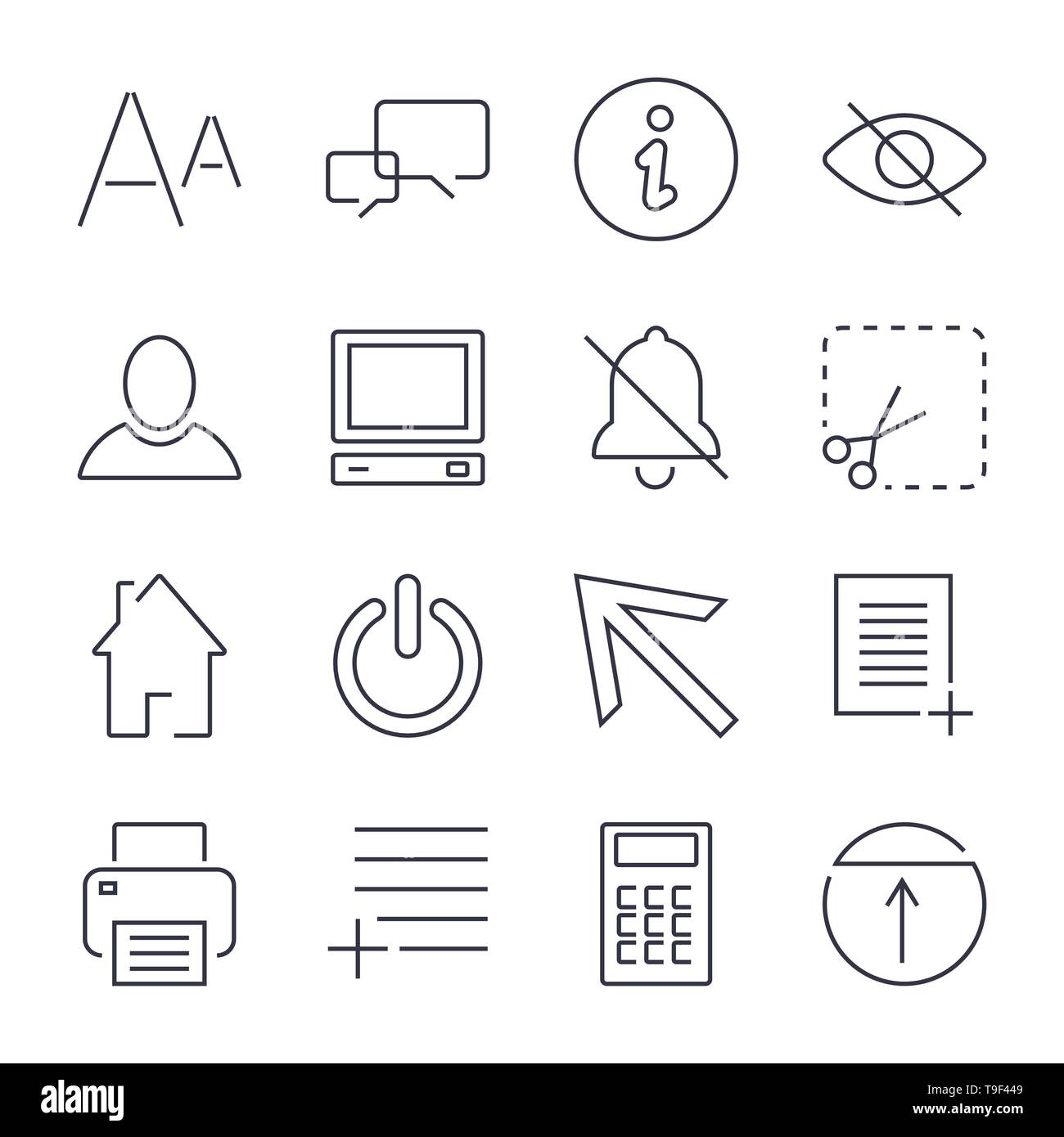 Different universal icons for apps, sites, programs and others. Editable Stroke. Stock Vector