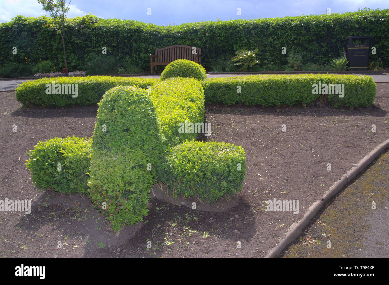 Topiary in the gardens of the castle in Bridgnorth, Shropshire, United ...