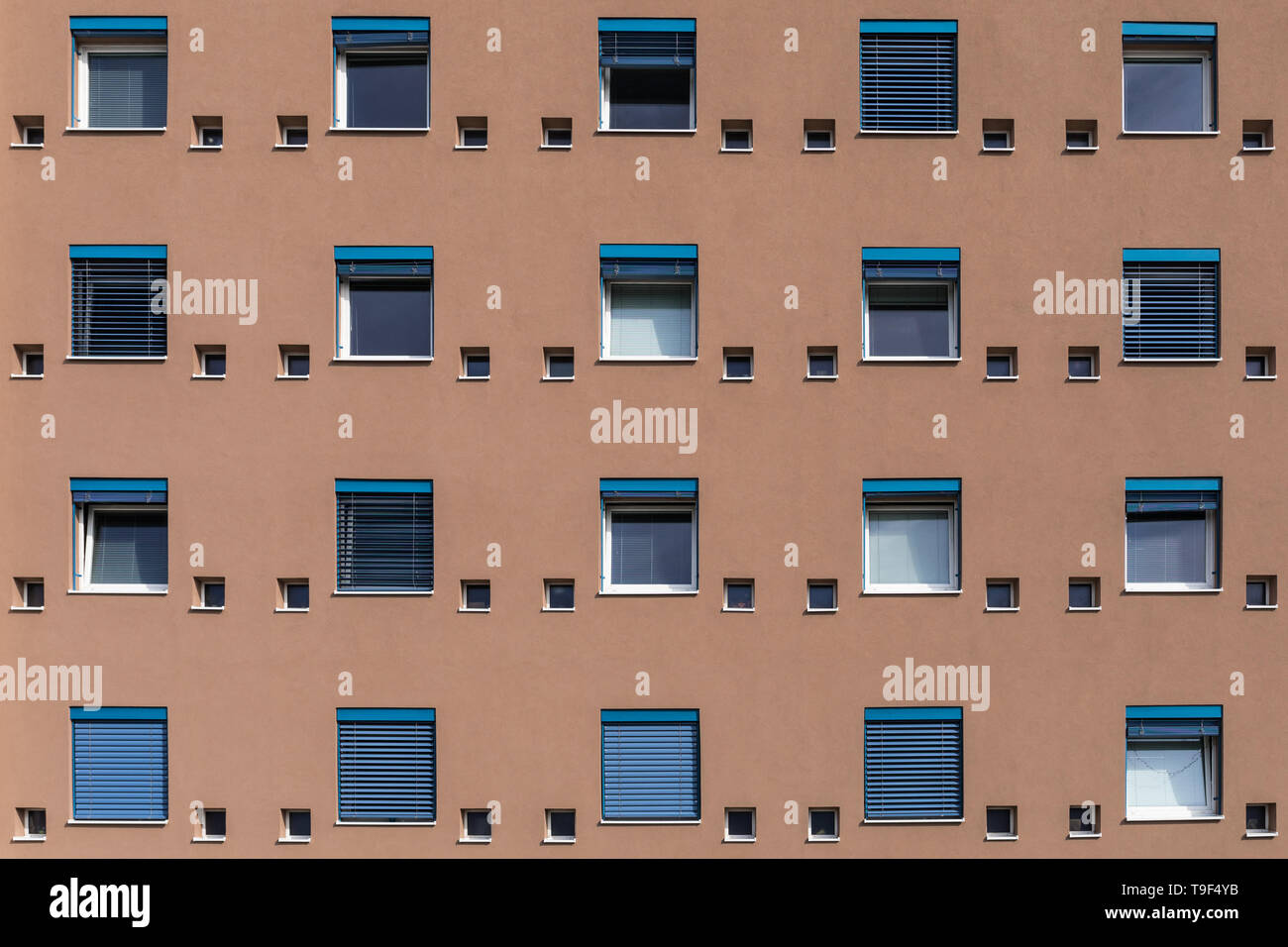 Rows of windows, facade of an apartment building Stock Photo