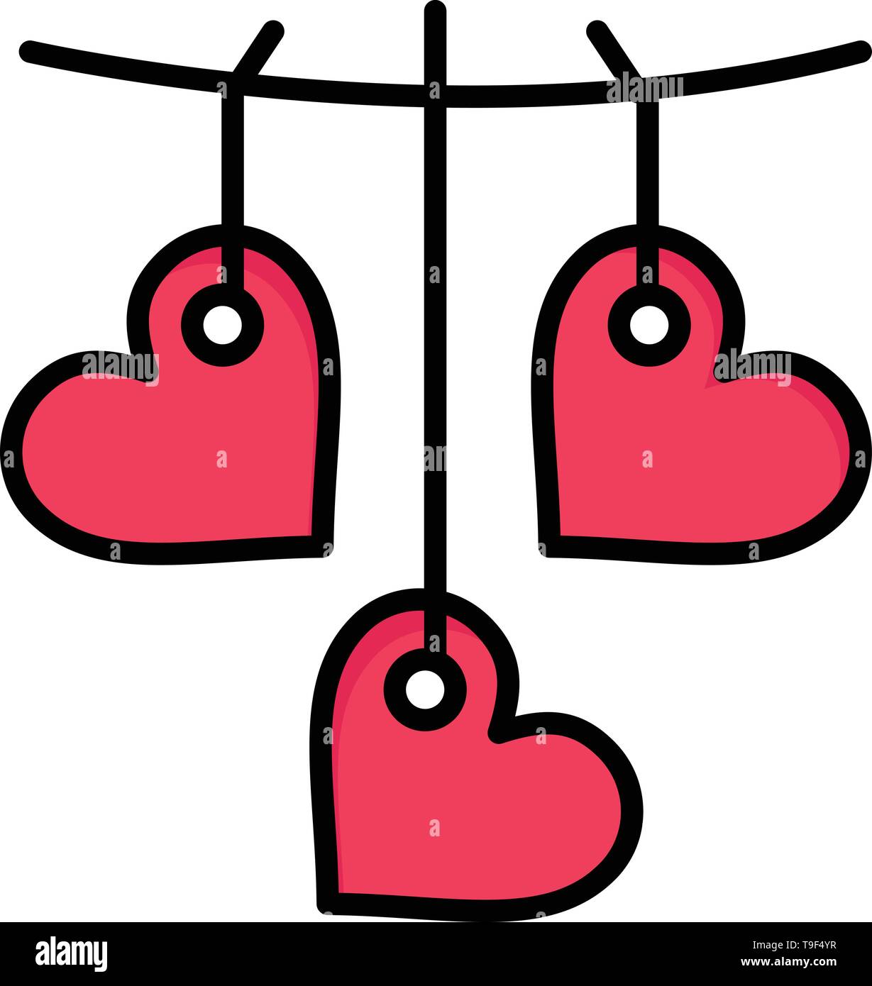 Heart Valentine Love Hanging Flat Color Icon Vector Icon