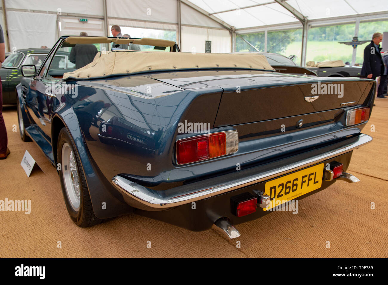 High Wycombe, United Kingdom. 18 May 2019. Bonhams put Aston Martin and Lagonda cars and related automobilia under the hammer at The Wormsley Estate in Buckinghamshire. PICTURED: 1987 Aston Martin V8 Vantage 'X-Pack' Volante. Credit: Peter Manning/Alamy Live News Stock Photo