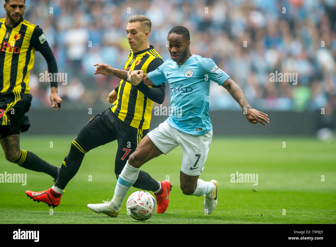 Wembley Stadium, London, England, UK 18th May 2019. Raheem Sterling of Manchester City during The FA Cup Final match between Manchester City and Watford at Wembley Stadium, London, England on 18 May 2019. Photo by Salvio Calabrese.  Editorial use only, license required for commercial use. No use in betting, games or a single club/league/player publications. Credit: UK Sports Pics Ltd/Alamy Live News Stock Photo