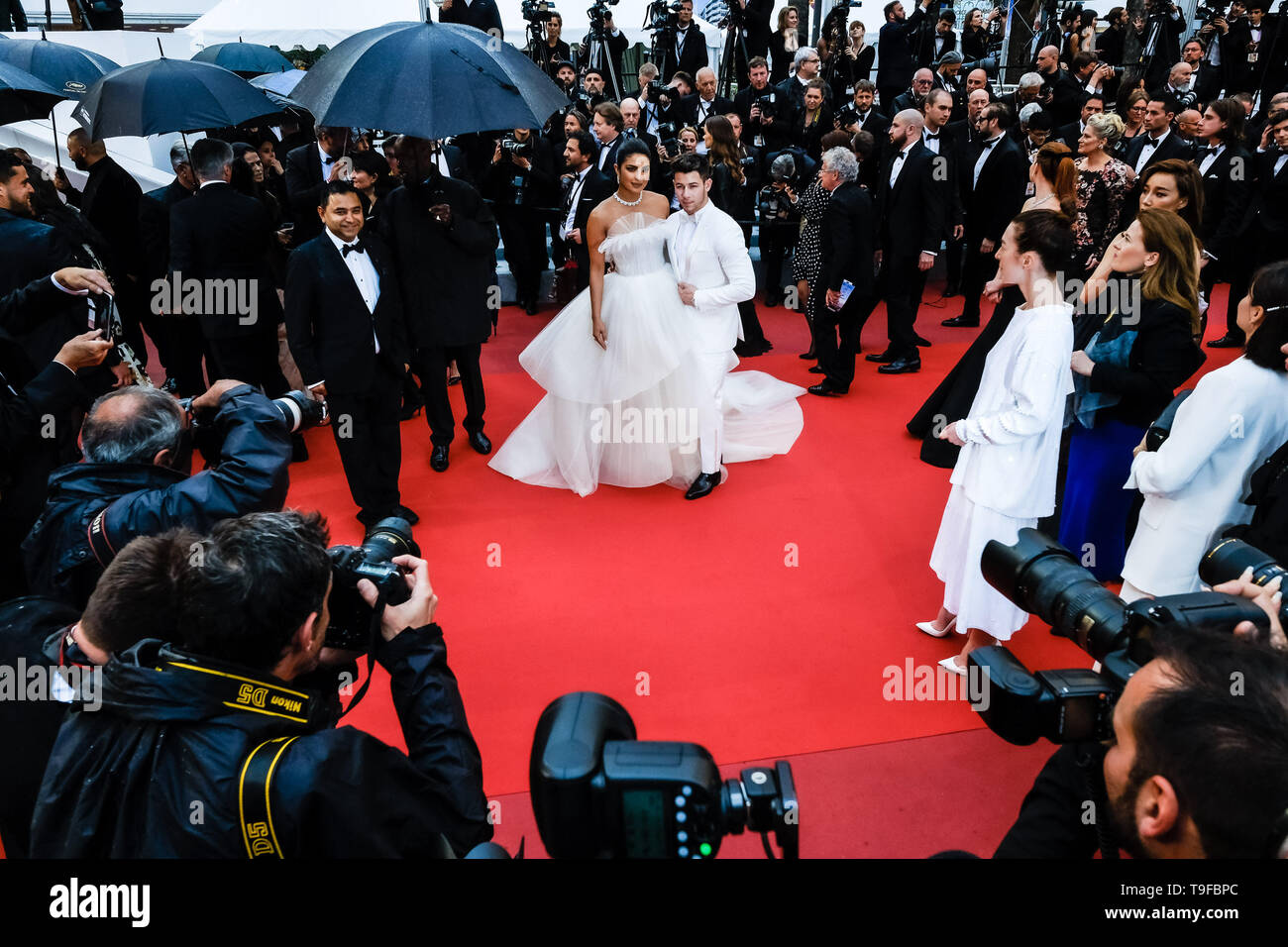 Nick Jonas and Priyanka Chopra poses  on the red carpet for The Best Years of a Life on Saturday 18 May 2019 at the 72nd Festival de Cannes, Palais des Festivals, Cannes. Pictured: Nick Jonas , Priyanka Chopra. Picture by Julie Edwards. Stock Photo