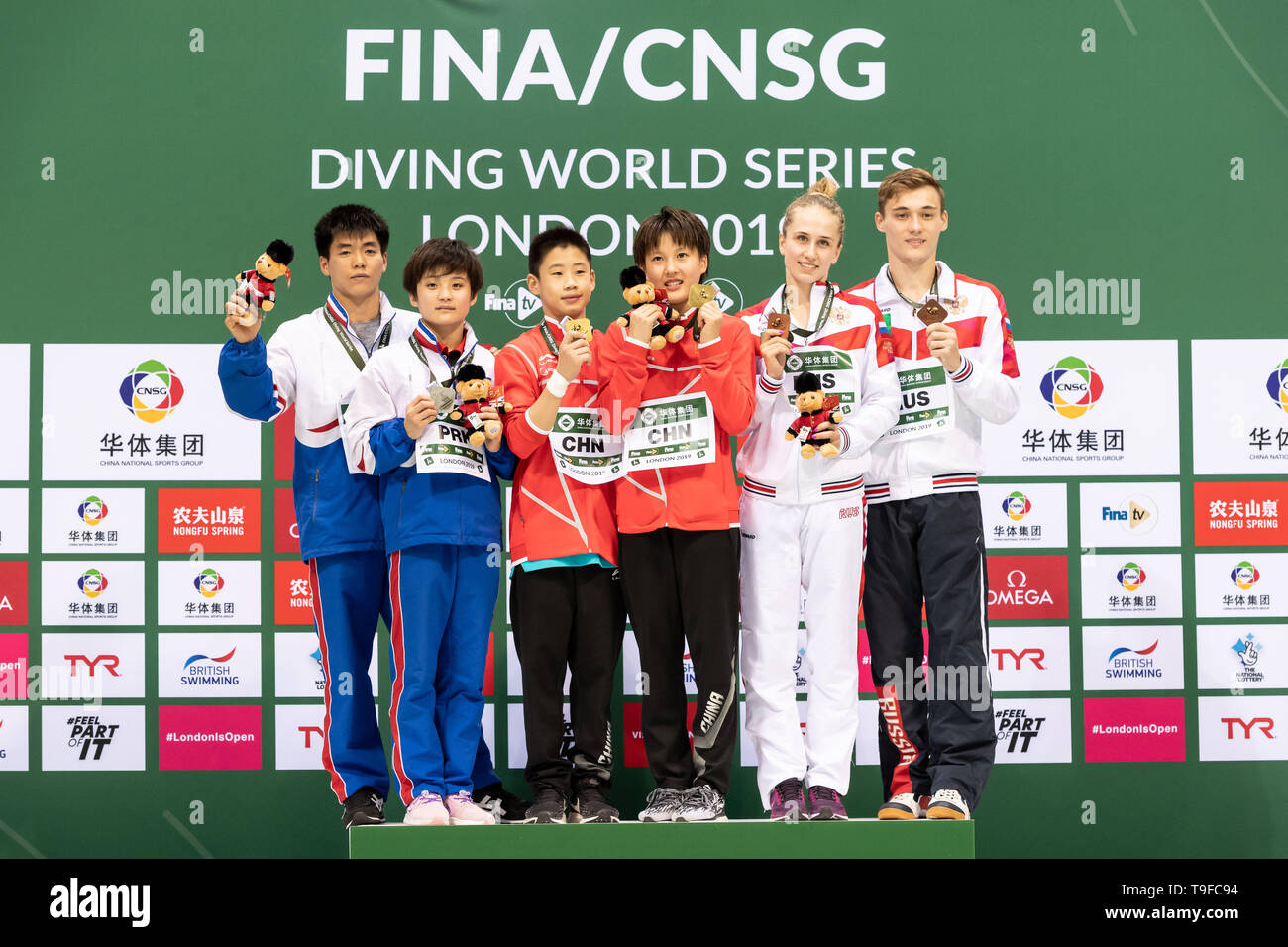 London, UK. 18th May, 2019.  during FINA/CNSG Diving World Series Final at London Aquatics Centre on Saturday, 18 May 2019. London England.  Credit: Taka G Wu/Alamy Live News Stock Photo