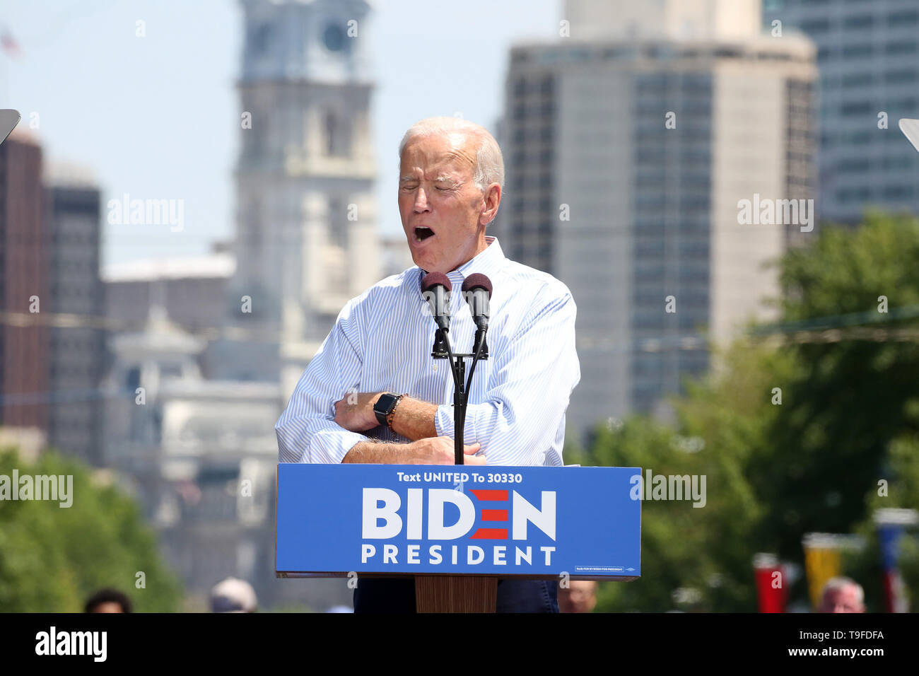 Philadelphia, PA, USA. 18th May, 2019. : Joe Biden holds First Campaign Rally in the Birthplace of American Democracy, Philadelphia, Pa May 18, 2019 Credit: : Star Shooter/Media Punch/Alamy Live News Stock Photo