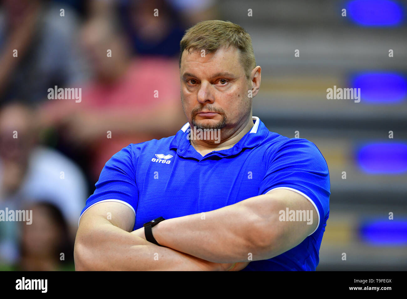 Berlin, Germany. 18th May, 2019. Volleyball, Men: Champions League, Zenit  Kazan - Cucine Lube Civitanova, knockout round, final. Head coach Vladimir  Alekno of Kazan. Credit: Soeren Stache/dpa/Alamy Live News Stock Photo -