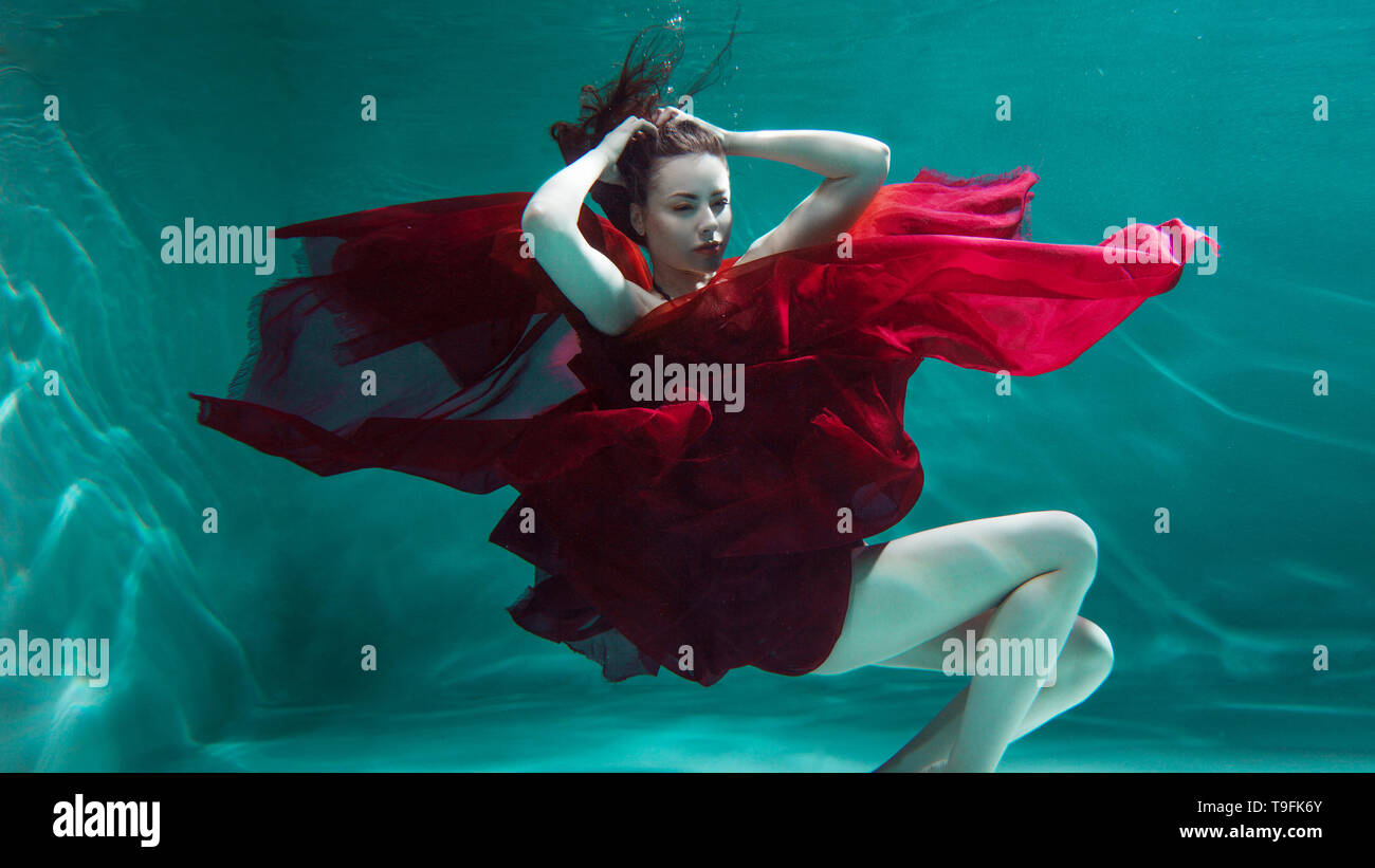 red dress swim
