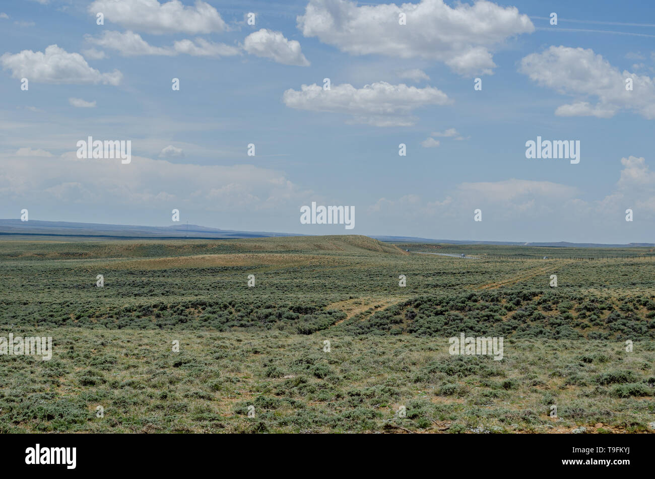 The Oregon and California Trails cross the continental divide at South Pass, Wyoming.  The trail's ruts are still visible. Stock Photo