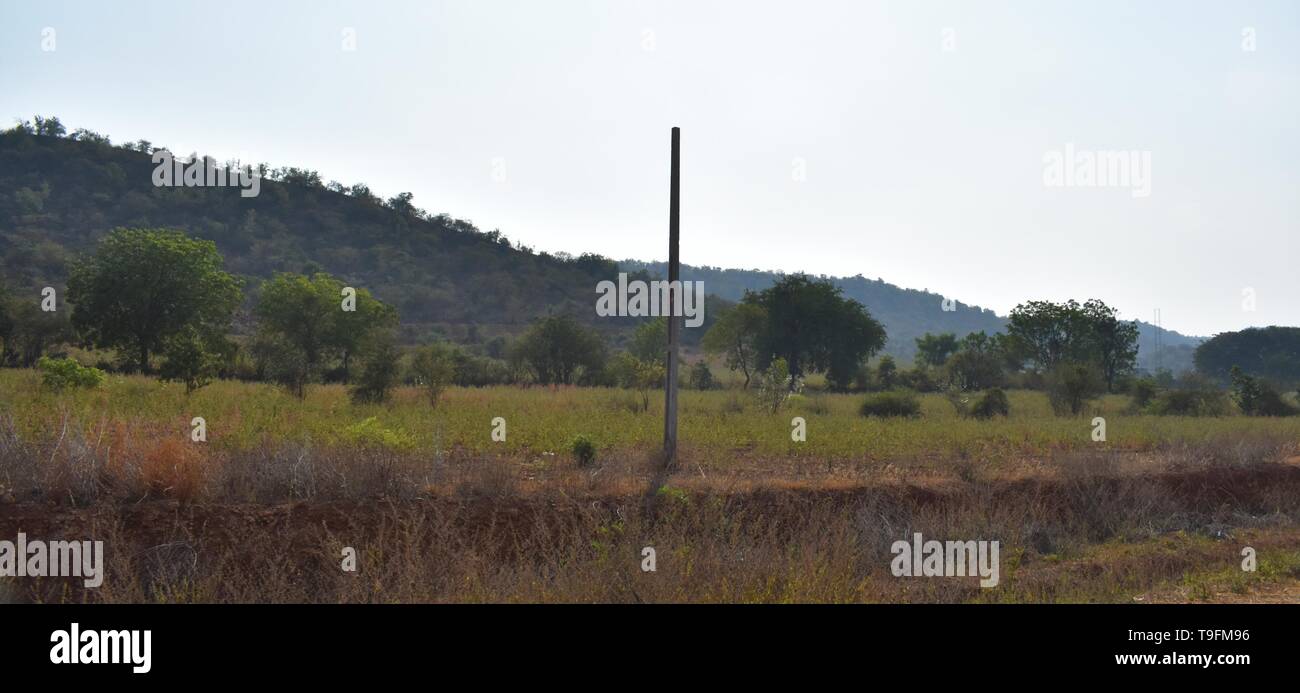Landscape with Mountain, Sky and trees Stock Photo - Alamy