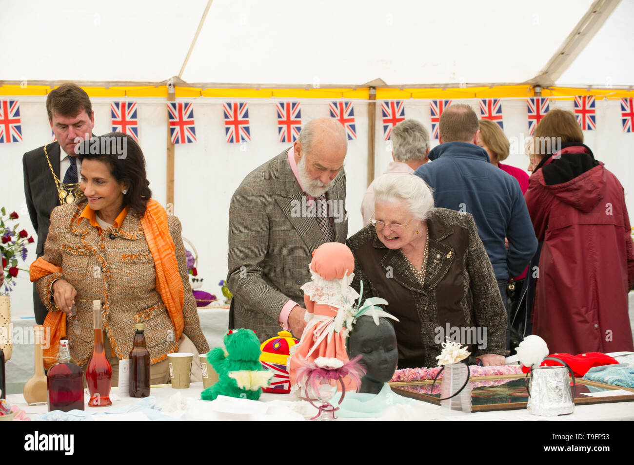 Windsor, Berkshire, UK. 14th July, 2012. Prince and Princess Michael of Kent attend the annual Royal Windsor Rose and Horticultural Society Summer Show set in the grounds of St George’s School, Windsor Castle. Prince and Princess Michael of Kent met members of the Society’s Committee together with some of the members, stall holders and guests. Credit: Maureen McLean/Alamy Stock Photo