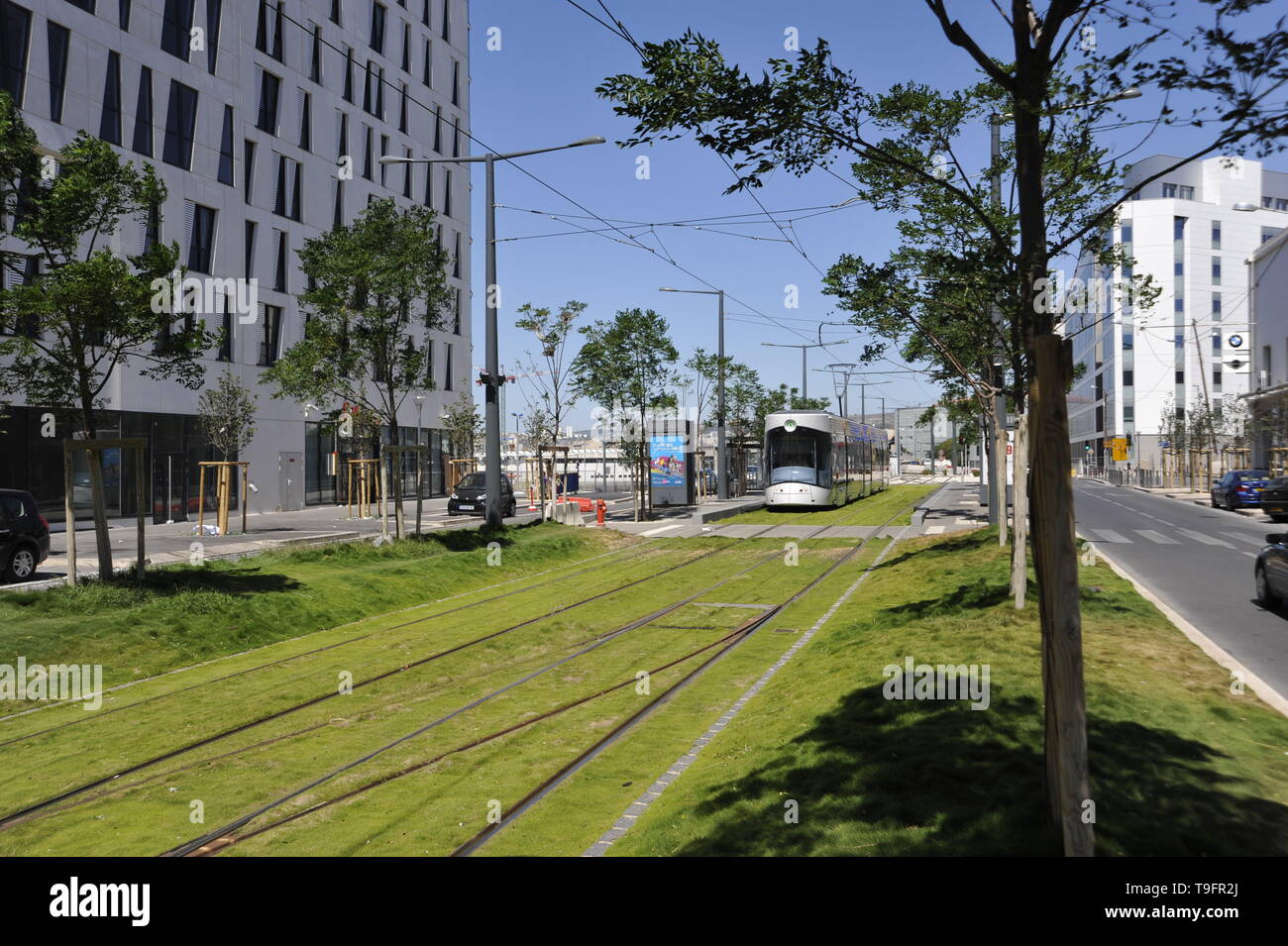 Tramway Marseille, Euromediterranee Gantes Stock Photo - Alamy