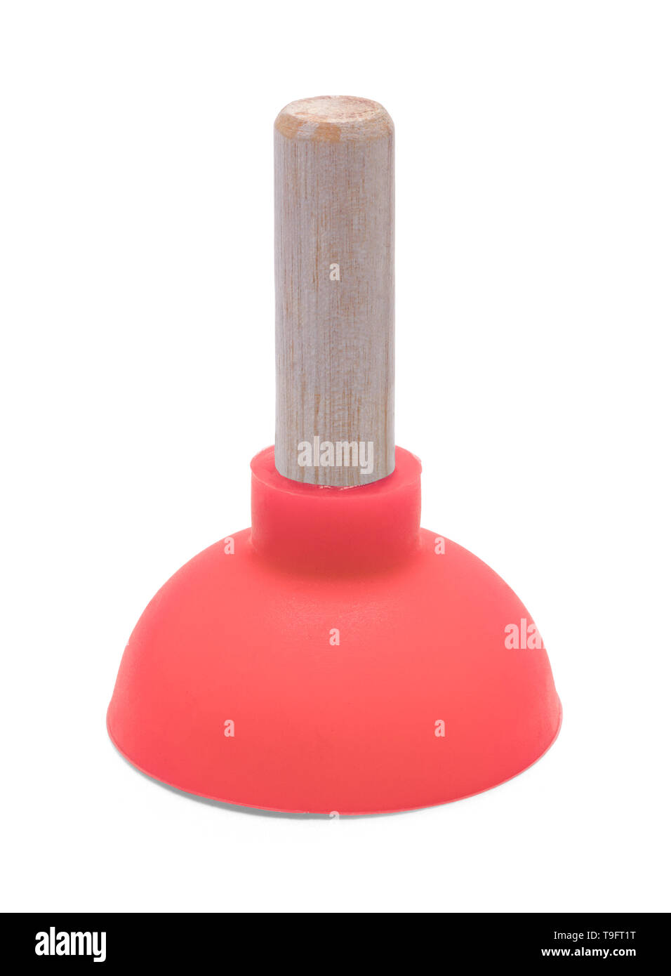 Small Red Rubber Plunger Isolated on White Background. Stock Photo