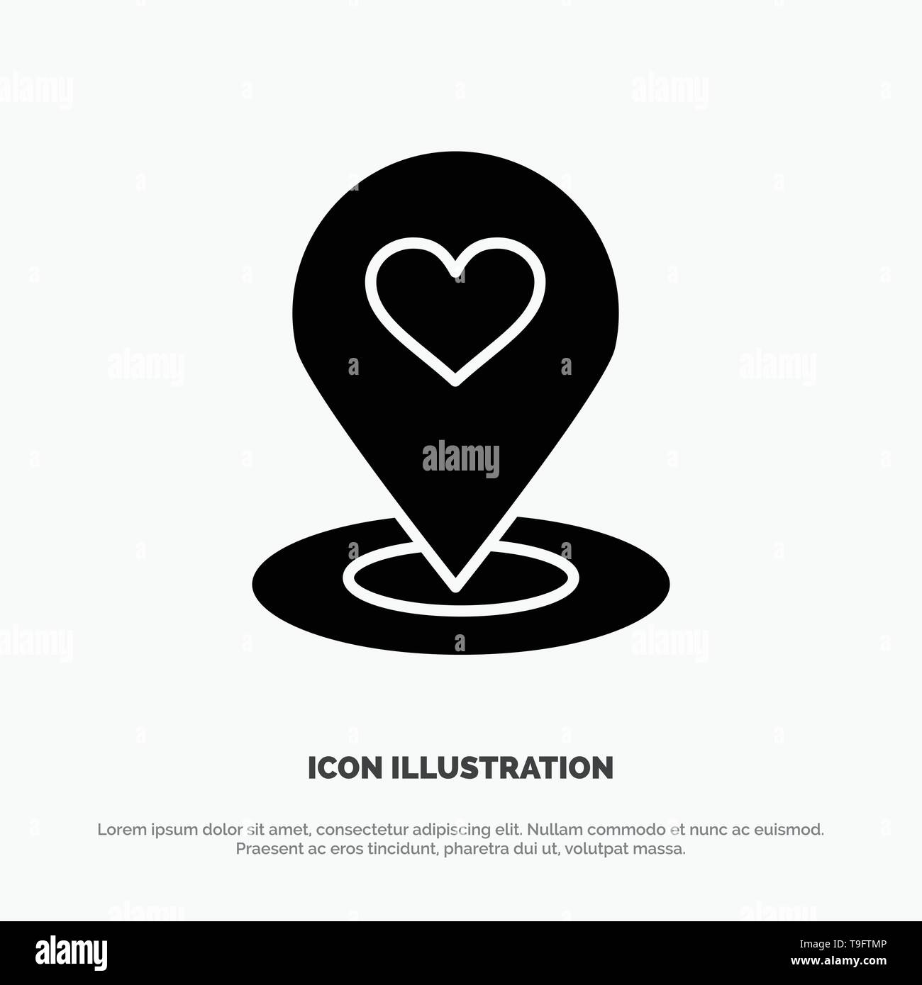Location, Map, Location Finder, Pin, Heart solid Glyph Icon vector Stock Vector