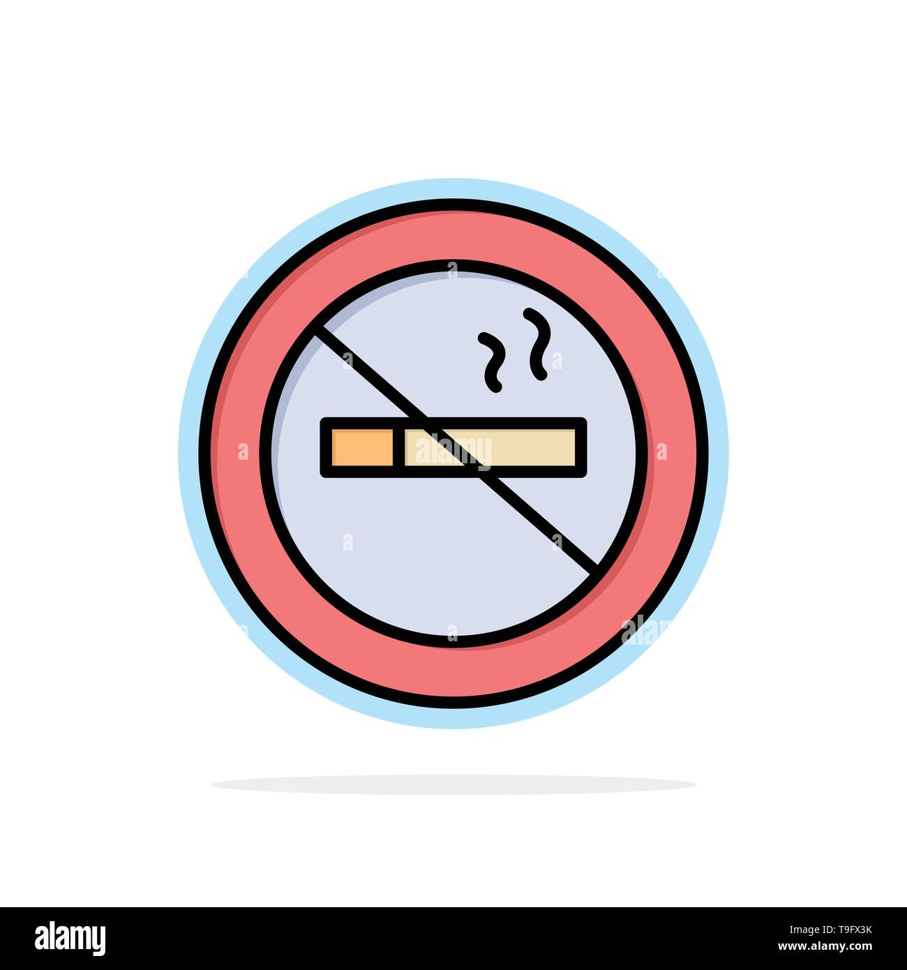 No smoking, Smoking, No, Hotel Abstract Circle Background Flat color Icon Stock Vector