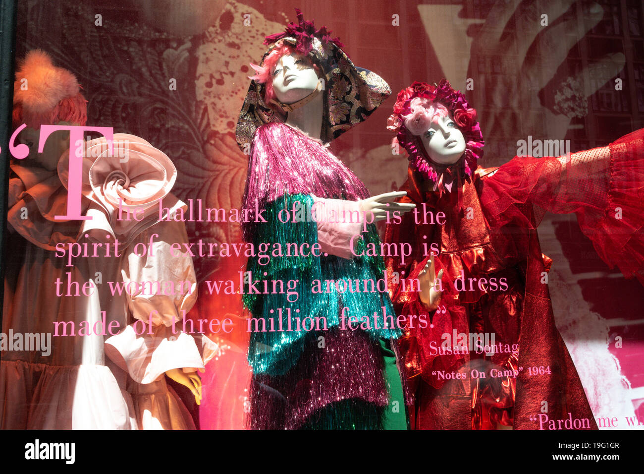 Bergdorf Goodman Department Store Windows coincide with The Metropolitan Museum of Art Costume Institute Exhibit 'Camp: Notes on Fashion', NYC, USA Stock Photo