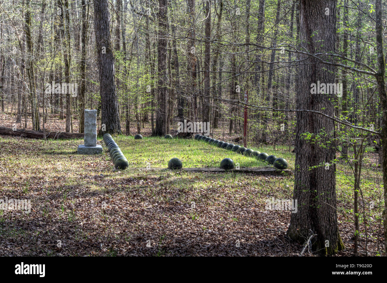 A mass grave of confederate dead at Shiloh National Military Park Stock Photo