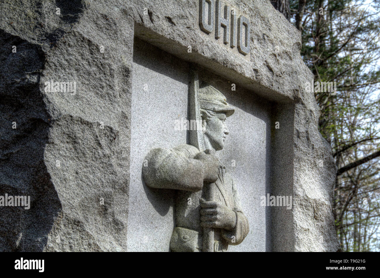 Ohio Infantry Regiment Marker on Shiloh National Military Park Stock Photo