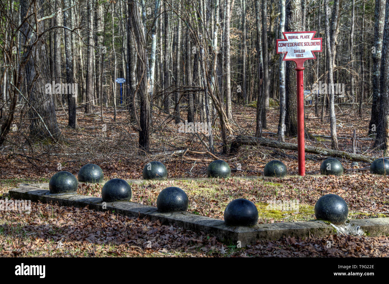 One of five known Confederate mass graves at Shiloh National Military Park Stock Photo