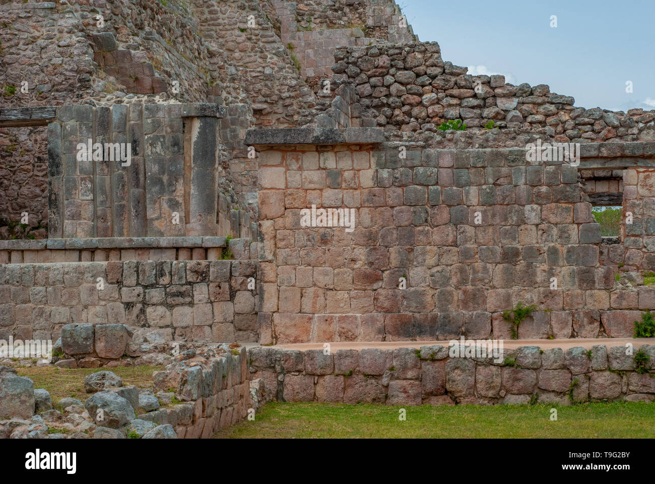 Details of Mayan ruins, Ek Balam archaeological area, in the Yucatan peninsula Stock Photo