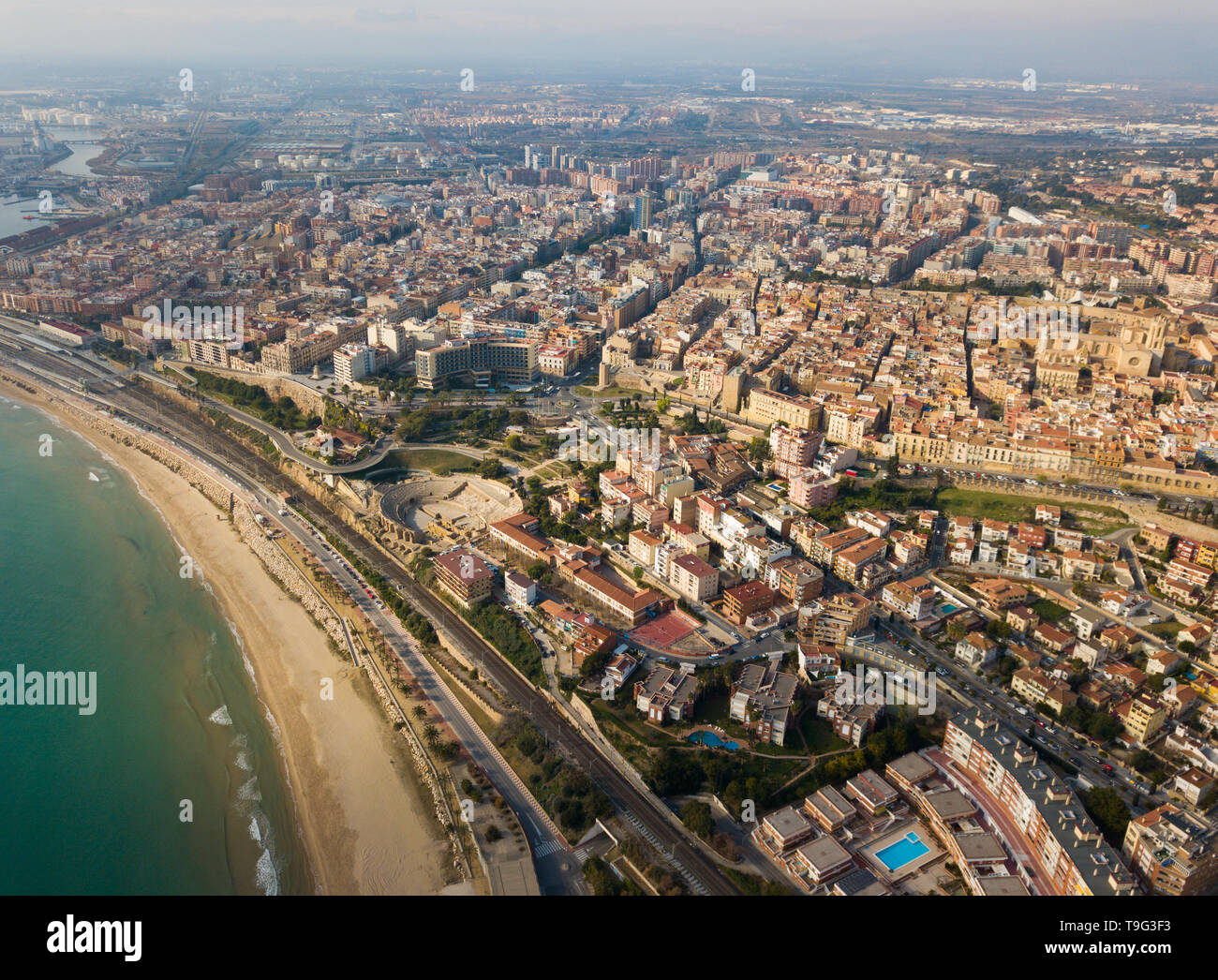 Modern cityscape of Tarragona with water coast of Mediterranean Stock ...