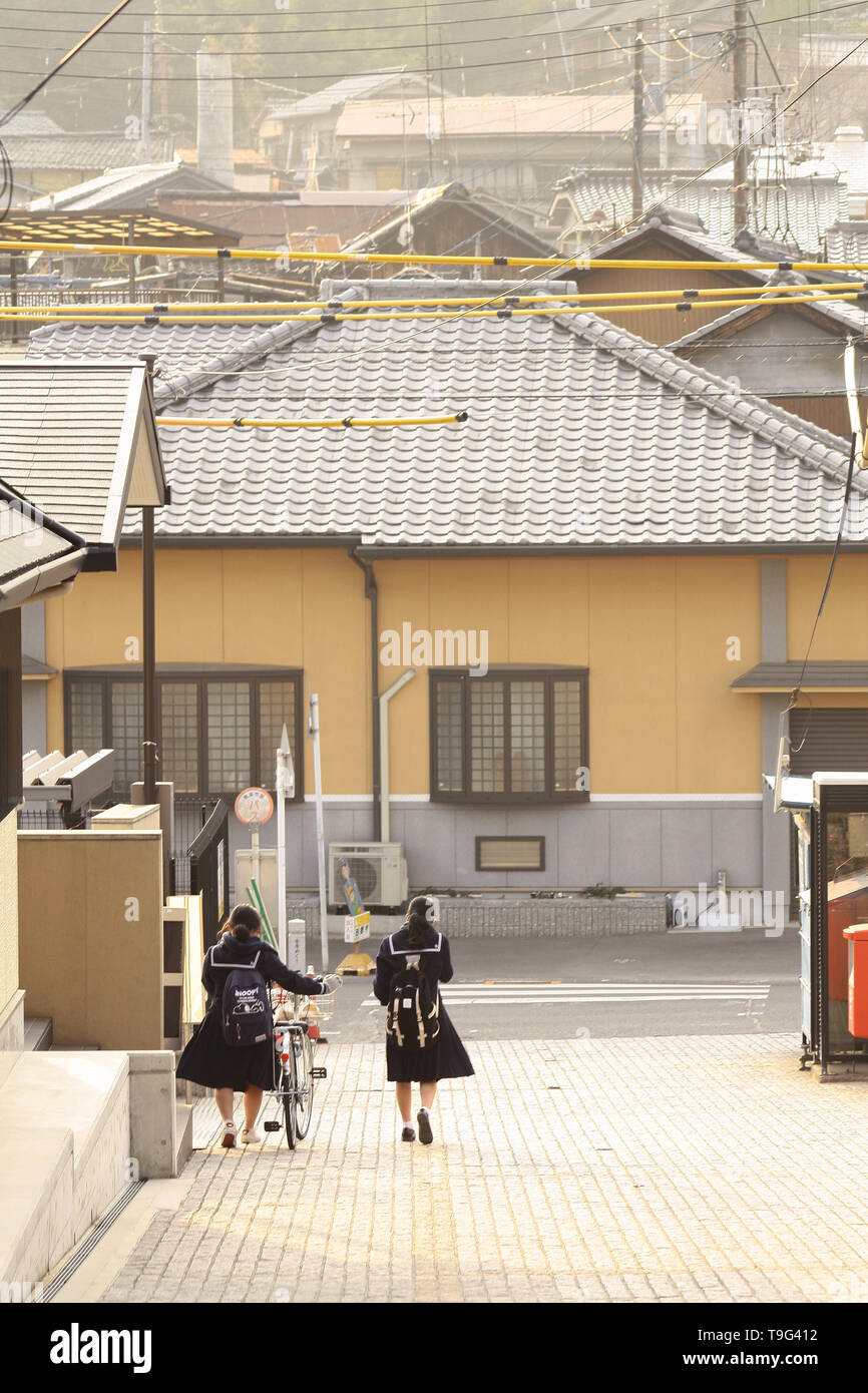 Schoolgirls in Japan Stock Photo