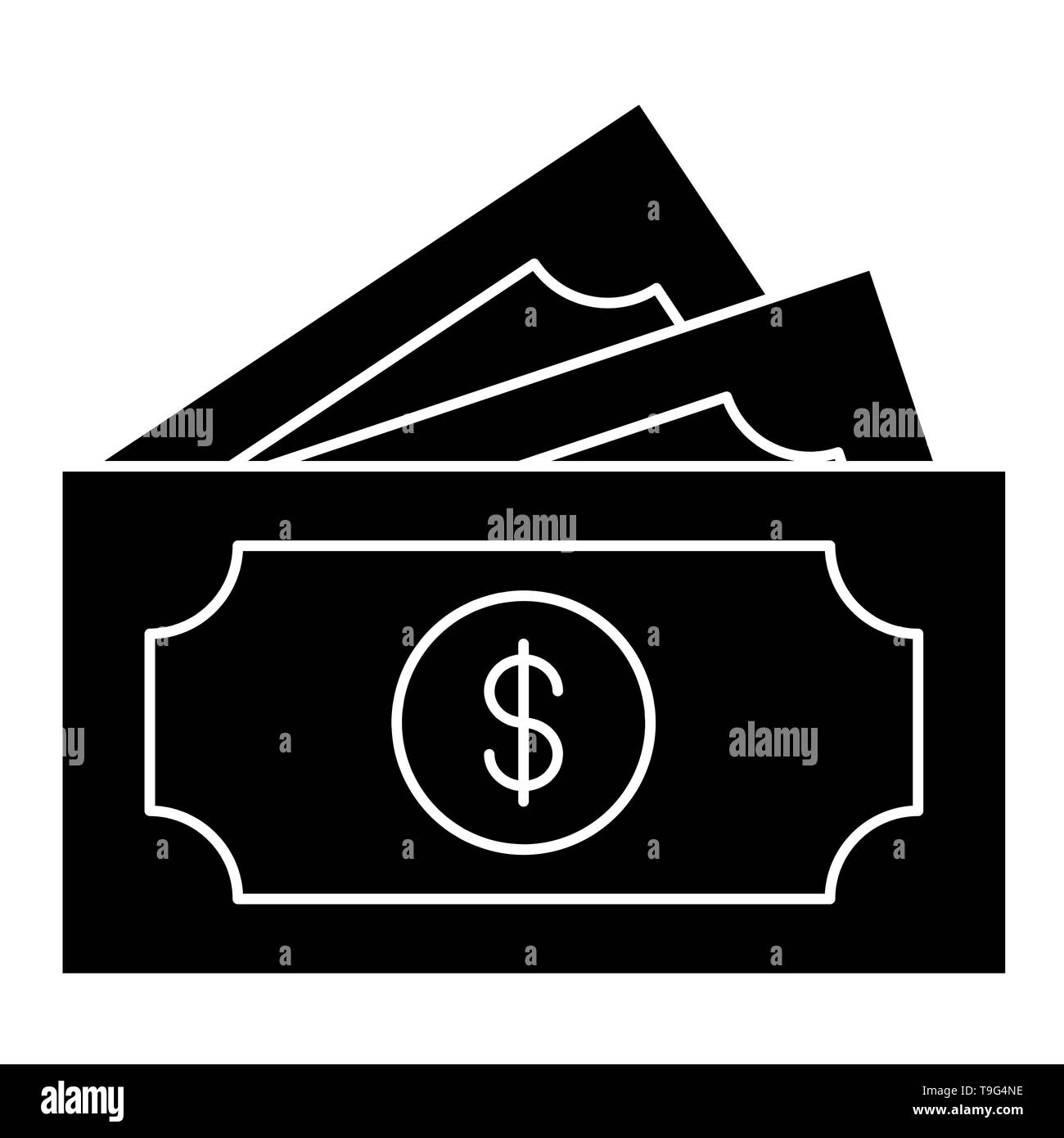 Bank Note Icon, Vector Illustration, Business Outline Stock Photo