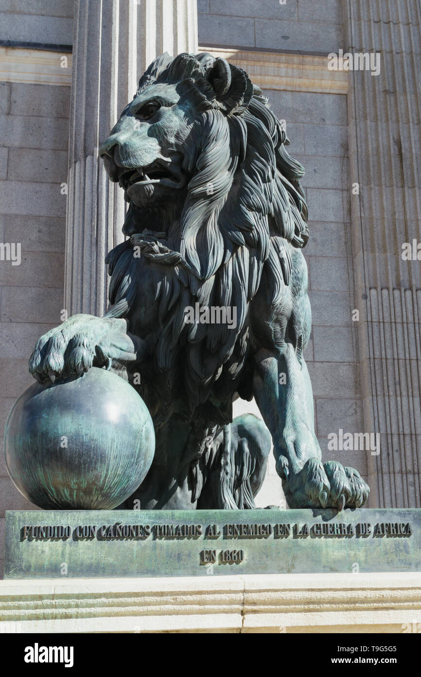 Lion At Spanish Parlament In Madrid Stock Photo Alamy