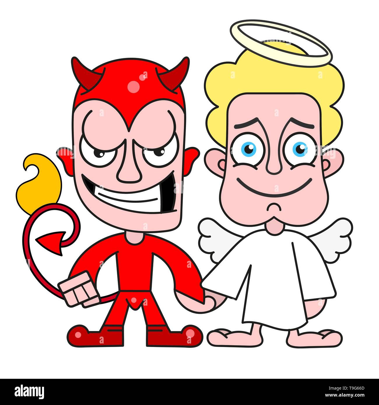 Angel And Demon Good And Evil Vector Illustration For T-shirt 