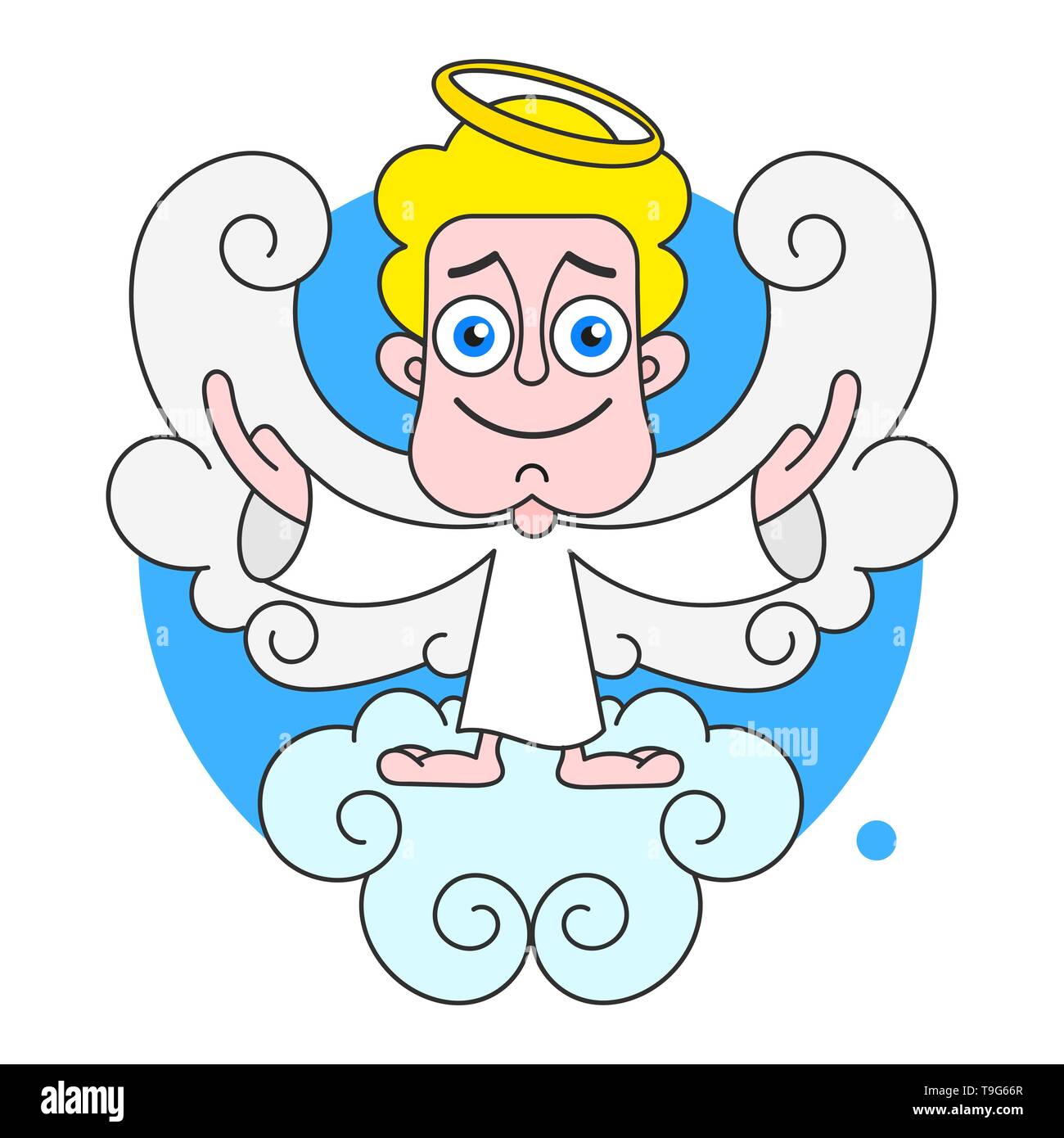 Angel On Cloud With Halo On Head Vector Illustration On White Background Stock Vector