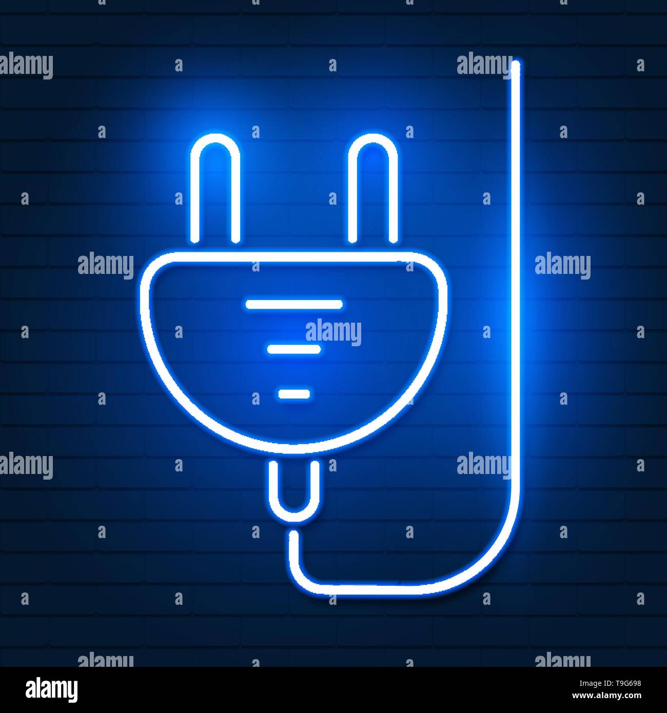 Connect the blue glowing neon icon . Luminous sign logo vector Stock Vector