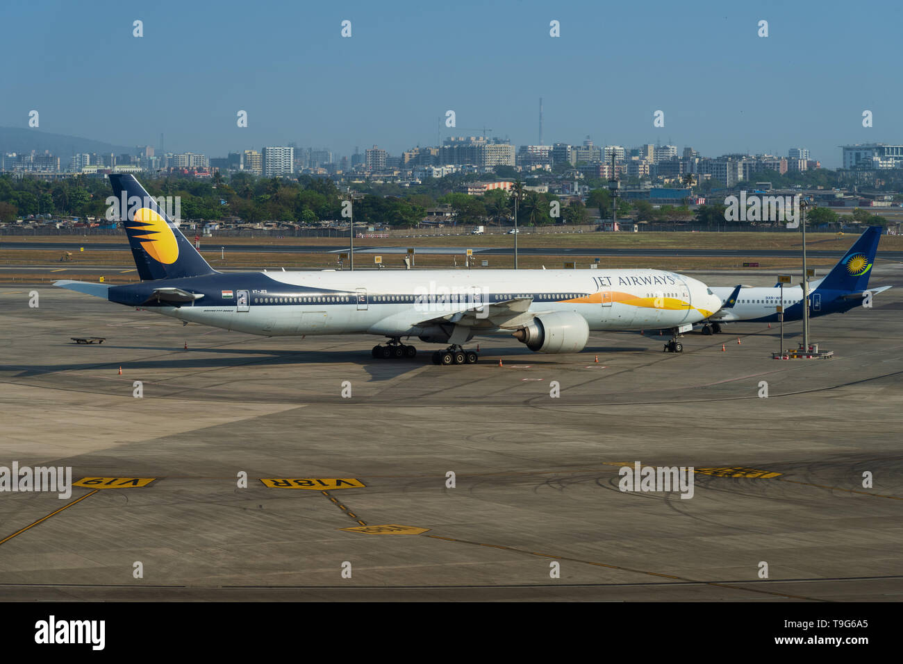 Grounded Jet Airways, Mumbai, India Stock Photo