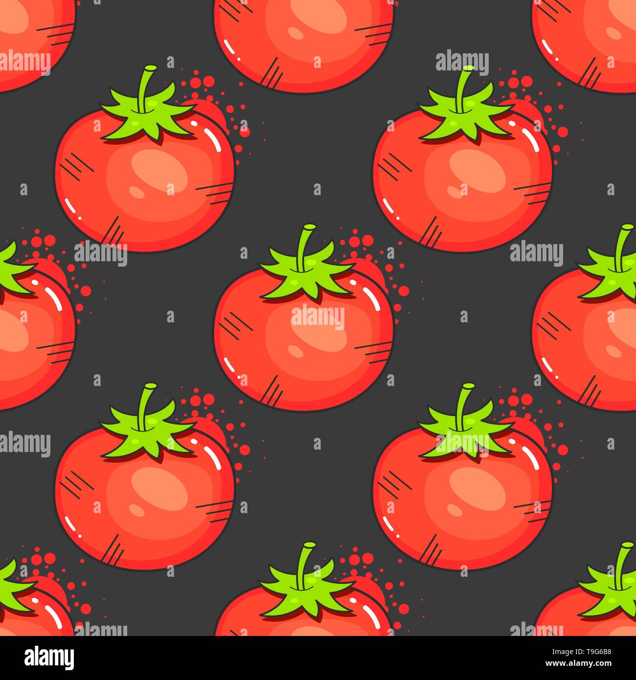 Vintage Red Tomatoes On Seamless Pattern Vector Illustration Stock Vector