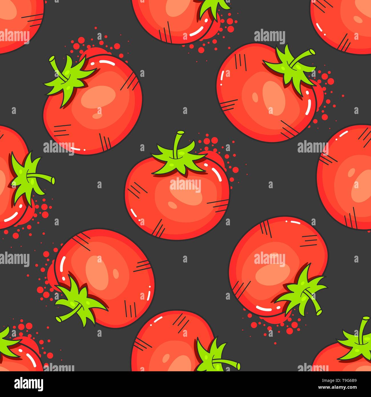 Vintage Red Tomatoes On Seamless Pattern Vector Illustration Stock Vector