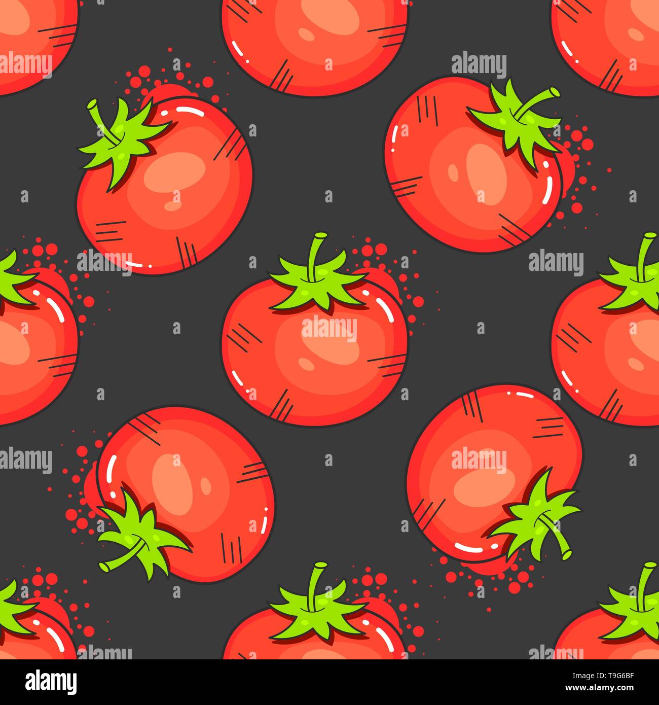 Vintage Red Tomatoes On Seamless Pattern Vector Illustration Stock Vector