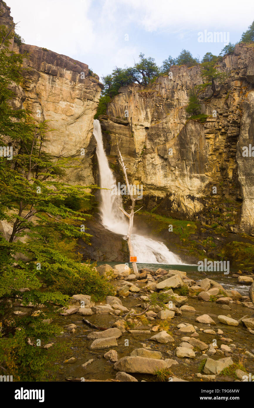 Waterfall Senda Chorrillo del Salto near El Chalten village in Argentina Stock Photo