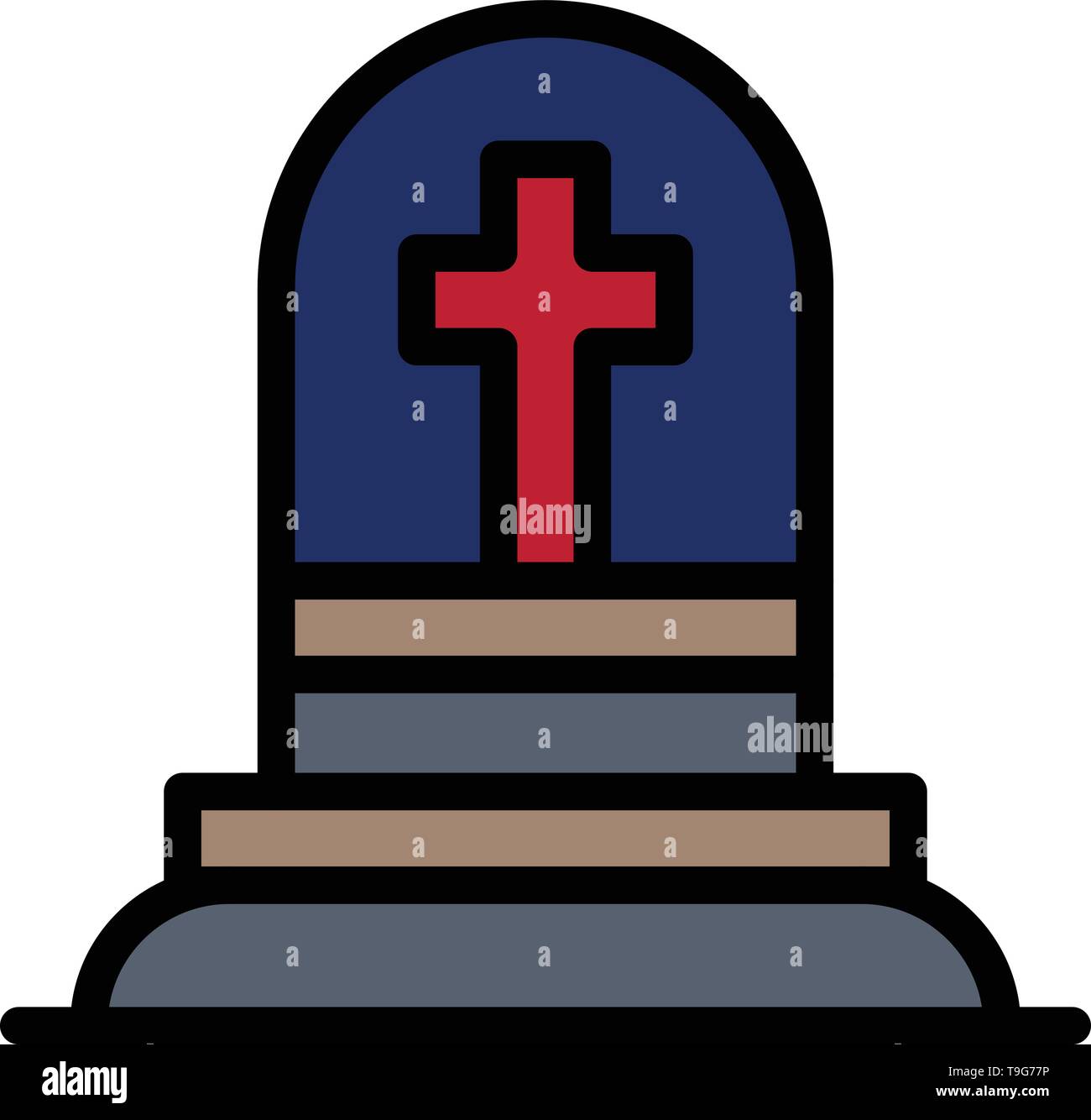 Death, Grave, Gravestone, Rip  Flat Color Icon. Vector icon banner Template Stock Vector