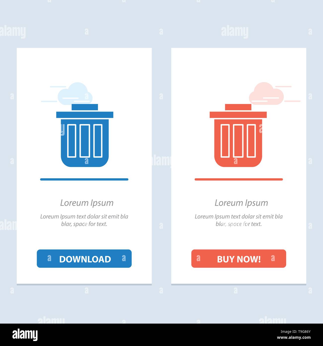 Trash, Basket, Bin, Can, Container, Dustbin, Office Blue and Red Within Bin Card Template