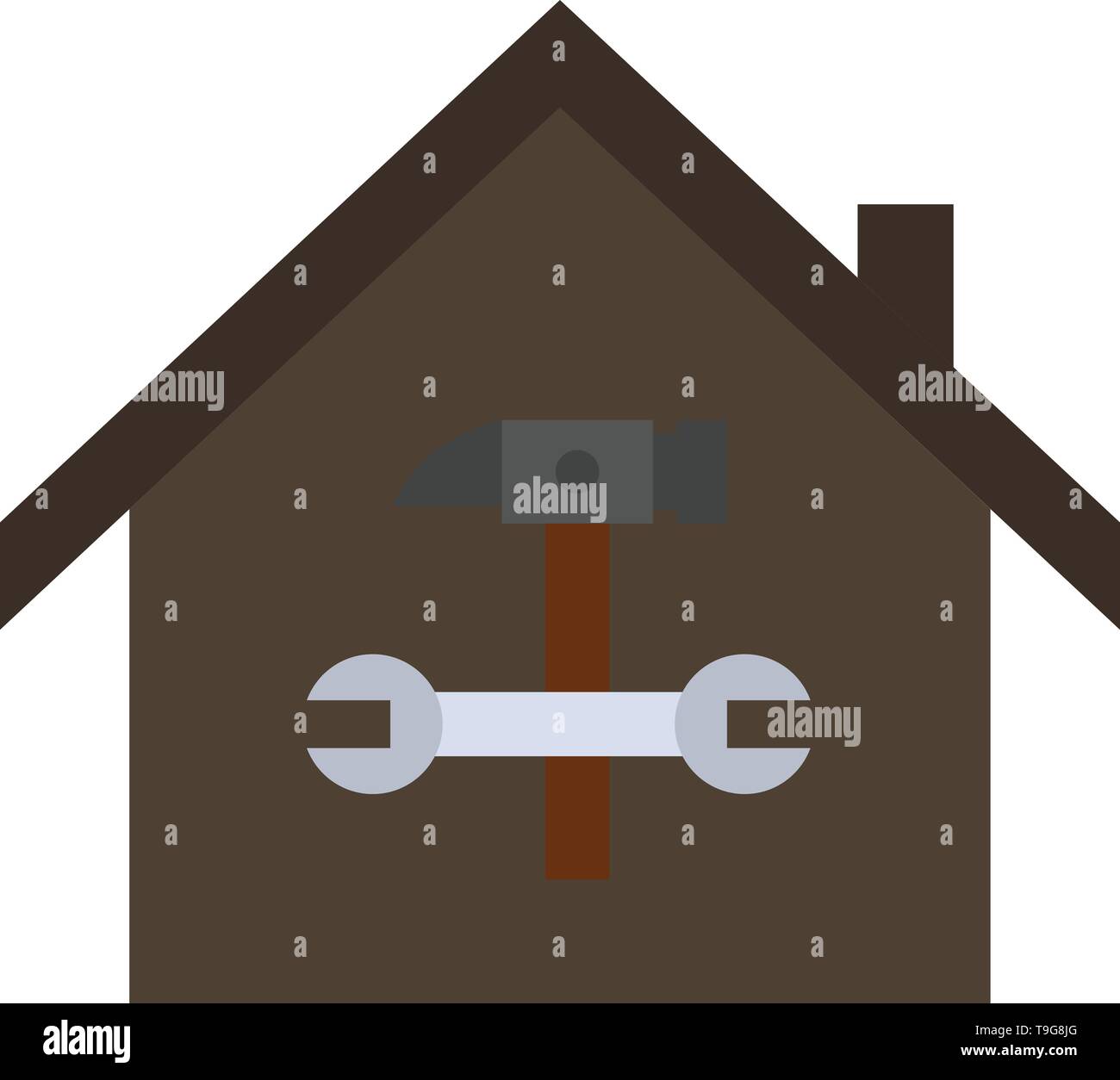 Home Building Construction Repair Hammer Wrench Flat Color