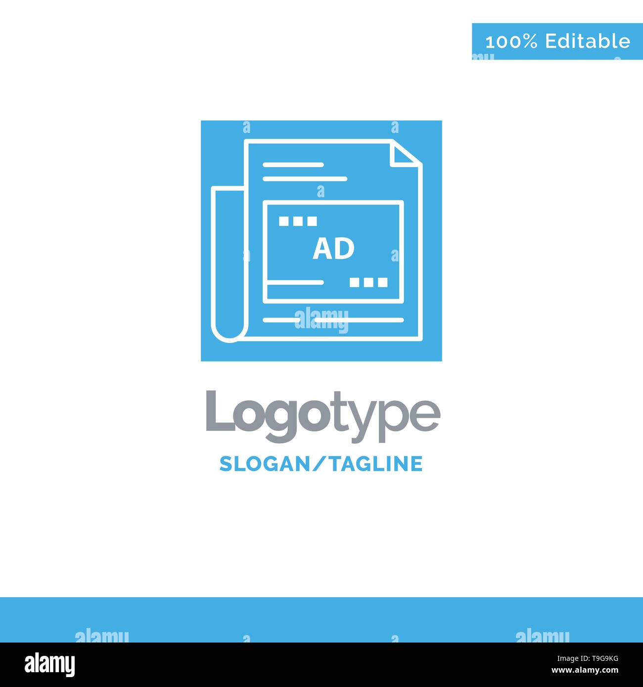 newspaper ad paper headline blue solid logo template newspaper headline template