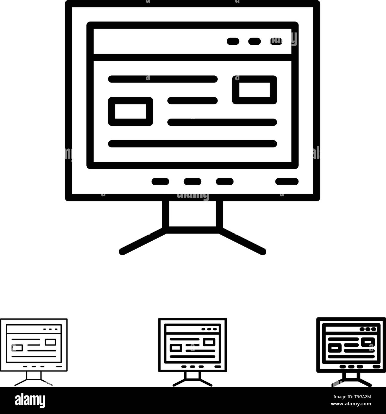 Computer, Online, Study, Education Bold and thin black line icon set Stock Vector Image & Art